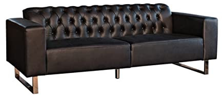 KAWOLA Sofa 3 Sitzer Ledersofa Nilo Couch Echtleder gepolstert wohnlandschaft relaxsofa kinosofa megasofa Industrie-Look Metallfüße (BxHxT) 219 x 77 x 86 cm schwarz