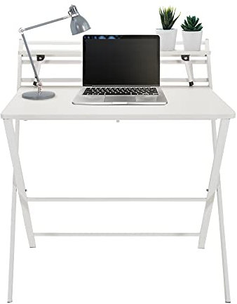 hjh OFFICE 821014 Schreibtisch klappbar Easy CLAP 80x50 Klappschreibtisch mit Metallgestell, platzsparend, Weiß