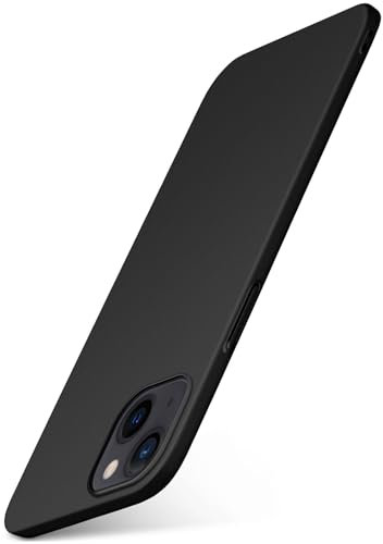 moex Alpha Case für Apple iPhone 14 Hülle Ultra Dünn, Schutzhülle mit erhöhtem Kameraschutz, Slim Cover Hardcase Backcover, Dünnste Handyhülle Minimalistisch, Matt Schwarz