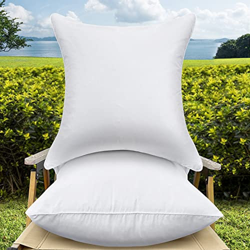 QSWRD 50x50 cm Outdoor Kissen Wasserfest Kissenfüllung 2er Set wasserdichte Quadratisch Innenkissen Sofakissen Kopfkissen Zierkissen 20x20 Zoll Weiß Wetterfest Dekokissen Cushion für Bett Auto Garten