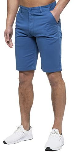 989Zé ENZO Mens Chino Shorts Cotton Regular Fit Summer Casual Smart Half Pants EZS429 Royal 38