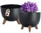 KADAX Blumentopf aus Kunststoff mit DREI Einsteckstützen, runde Blumenschale, Pflanzkübel, Blumenkübel, Pflanzschale für Balkon, Wohnzimmer (Pack of 2 x 29cm ⌀, schwarz)
