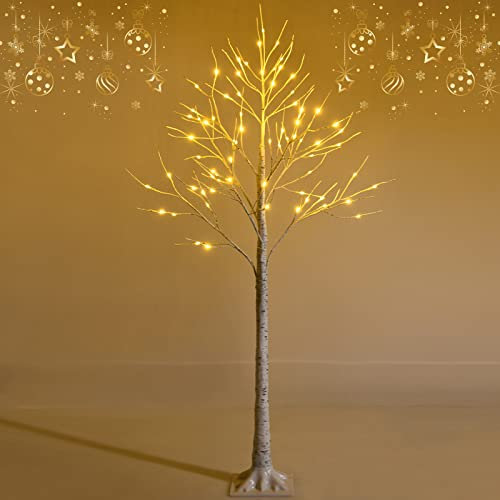 GYMAX 150 cm Albero di Natale Illuminato, 72 Luci Bianca Calda, Supporto in Metallo, Decorazione Natalizia per Casa e Negozio