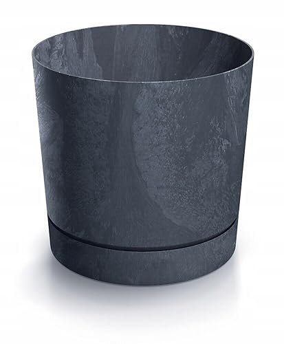 B2C Plant Pots Indoor Outdoor Plastic Marble Concrete Flowerpot Small Medium Large Tubo 5 Colours (40 cm, Marengo)