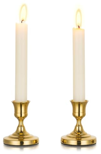 Inweder Portavelas Dorado Candelabro de Metal: 2 Piezas Porta Velas de Latón Portavelas Cónico Vintage Porta Velas de Ventana para Centro de Mesa Boda Navidad Chimenea Decoración del hogar