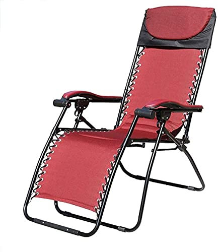 OEKOJK Liege-Klappstuhl, Mittagspausenstuhl, Schwerelosigkeits-Gartenstuhl, tragbar, Auto, Outdoor, Strand, Sonnenliege, leicht, Rot charitable
