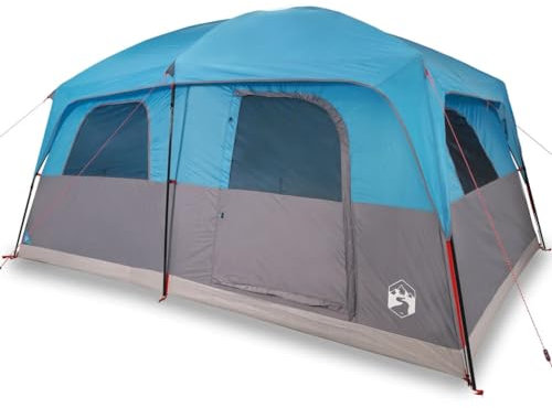 Willood Familienzelt Campingzelt für 10 Personen Blau Wasserdicht