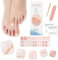 32Pcs Autocollants de Vernis à Ongles Pied, Bandes d'Ongles d'Orteil Effet Semi-Permanent Auto-adhésifs Toe Nail Art Stickers, Faux Ongles Pieds Autocollants pour Femmes Filles (Rose Français)