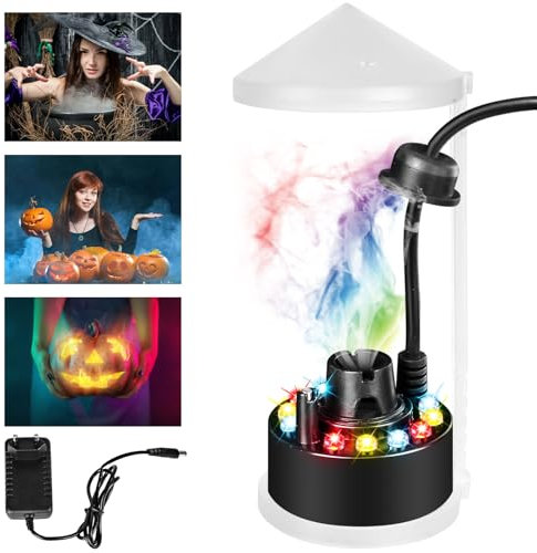 GAOUTO Nebulizador ultrasónico, nebulizador ultrasónico, 12 LED de Tres Colores, atomizador de Degradado, con protección contra Salpicaduras extraíble para Fuentes, estanques, Niebla