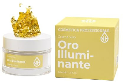 New Hydra Crema Viso Oro Illuminante - Idratante e Anti-Età con Acido Ialuronico, Bava di Lumaca e Vitamina E - Rassodante e Rigenerante per Pelle Luminosa 50ml