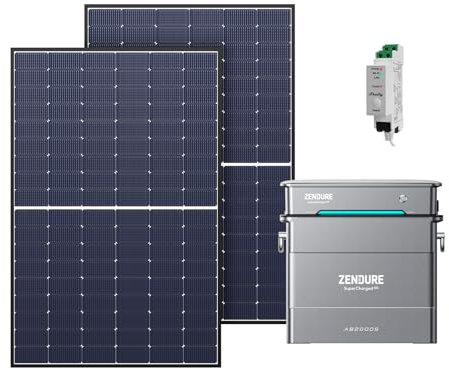 Zendure Solarflow Hyper 2000 avec AB2000S 1920Wh, Centrale Électrique de Balcon avec Entrée Solaire 1800W, HUB Intégré(Unité de Contrôle Intelligente) et Micro Onduleur, Biface Panneau Solaire 1 118W
