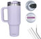Starla Gobelet isotherme avec paille et poignée de 1,2 l - Grand 2 couvercles - Anti-fuite - Gobelet isotherme en acier inoxydable - Tasse à café à emporter - Tasse à eau - Tasse à boire - Tasse de