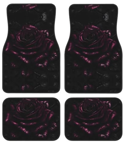Ensemble complet de 4 tapis de sol de voiture à motif rose gothique, ajustement universel, compatible avec la plupart des voitures, camions, camionnettes, berlines, SUV