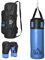 HOMCOM Set Sacco da Boxe Pieno da Appendere con Guantoni e Ganci, 102 cm Sacco per Pugilato e Kickboxing a 3 Strati con Borsa di Trasporto per Adulti, Blu