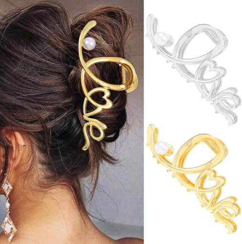 Reaky Pinzas de metal doradas para el pelo, pinzas grandes para el cabello, accesorios para el cabello para mujer
