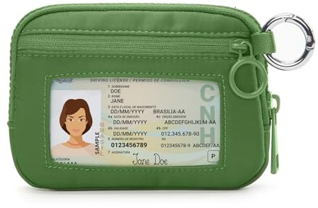 Didida The Iris Geldbörse mit Reißverschluss, Kartenetui mit Ausweisfenster, Geldbörse für Damen, Münzgeldbörse mit Reißverschluss, Mini-Schlüsselanhänger, Geldbörse, Meadow Green, Casual