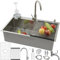 SCYOMSTORE Fregadero de acero inoxidable con grifería, 85 x 50 cm, 1 lavabo, empotrable de acero inoxidable, rectangular, juego de cocina, fregadero grande, incluye cesta de drenaje y sifón