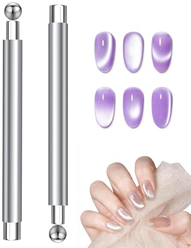 ALONK 2 Stück Cat Eye Magnet, Dual-ended Cateye Magnet mit Runder Magnetperle für Cateye Gel Nagellack Salon Nageldesign Tools