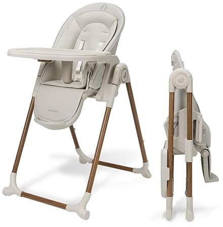 Maxi-Cosi Ava Plus Hochstuhl Baby, 0–3 Jahre, Bequeme Einlage inklusive, Kompakter Kinder Hochstuhl Klappbar, Leicht 9,62kg, 6 Höhenstufen, Einhändig Abnehmbares Tablett, 2 Räder, Elegance Beige