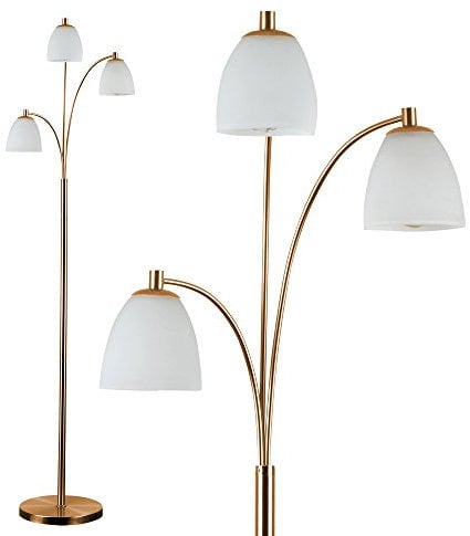 MiniSun | Modern Designer Style 3 Way Floor Lamp with White Frosted Glass Dome Shades | Floor Lamps & Torchieres, Home Décor, Improvement & Lifestyle Essential