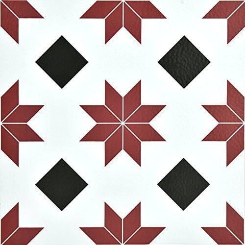 WallPops FP2482 Orion - Piastrelle adesive per pavimenti, colore: rosso, 10 pezzi