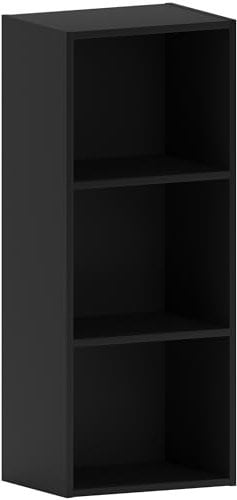 Vida Designs Oxford 3 Tier Cube Bookcase, Black Wooden Shelving Display Storage Unit Office Living Room Furniture