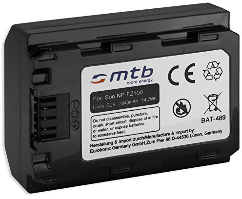 Akku NP-FZ100 (2040mAh) für Sony Alpha 7 III, ILCE-7M3, Alpha 7R III, ILCE-7RM3 / Sony a9, ILCE-9 [Li-Ion - 7.2V - mit aktuellem Infochip]