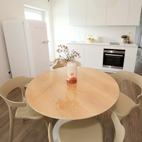 Profolio Tischfolie Rund & Transparent mit abgeschrägter V-Kante - Klare Hochglanz Tischdecke als Tischschutz - Glasklare 2mm Folie für Ihren Tisch - Durchmesser 60 cm