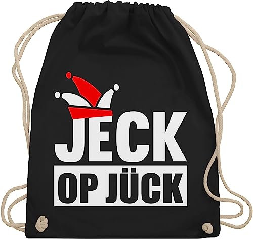 Turnbeutel Rucksack - & Fasching - Taschen - Jeck op Jück Rot Weiß I Rot Weiss Karneval Köln I Rut und Wiess Köln I Karnevals Jecken - Unisize - Schwarz - beutel kölle karnevalsbeutel faschings