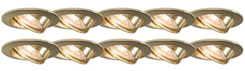 Qazqa - Modern 10er Set Einbaustrahler kippbar Gold I Messing - Edu I Wohnzimmer I Schlafzimmer - Aluminium Rund - LED geeignet GU10