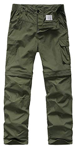 linlon Kids' Cargo Pants, Boy's Casual Outdoor Quick Dry Waterproof Hiking Climbing Convertible Trousers #9016-Army Green-XS
