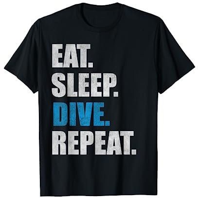 Tiefseetaucher Geschenke Eat Sleep Dive Repeat Taucher T-Shirt Schwarz S Klassisch geschnitten Kurzarm Rundhals-Ausschnitt Herren Männer Tauchen Sport T-Shirt