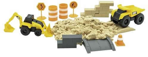 CAT Baustellenfahrzeuge Kinder Spielzeug | Dig N' Build Beton Spielset mit 285 Gramm Betonmischung | Kinetischer Sand Baustellen Sandspielzeug Set & Geschenke ab 3 Jahren