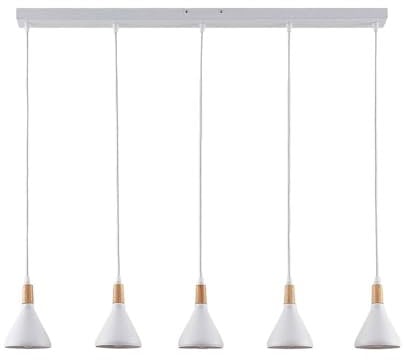 Lindby Esstisch Pendelleuchte weiß, Hängelampe Metall Holz Wohnzimmerlampe 5x E14 max. 8W ohne Leuchtmittel Hängeleuchte Esszimmerlampe