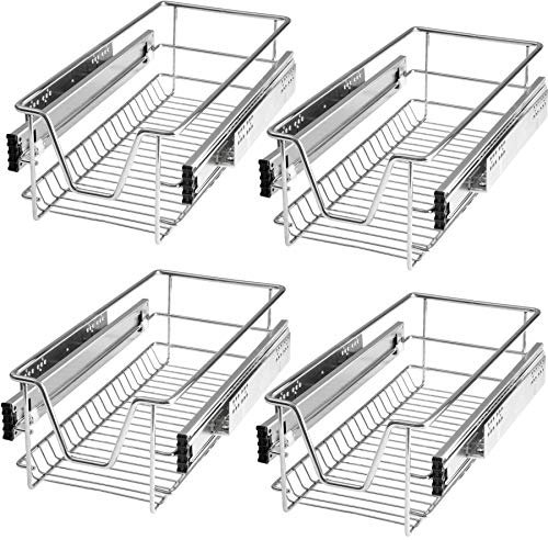 TecTake® Cajón Telescópico, Bandeja Extraible Armario, Rieles Extensibles, Organizador Cocina, Organizador Armario Cocina, Cajon Telescopico Cocina - 4 Cajones, Apto para armarios de 30 cm