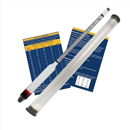 Upromax Hydrometer Alcohol 0-200 Proof and Tralle, Alcohol Proof Tester Liquor/Moonshine/Proofing Distilled/Spirits/Distilled Meter Distilling Spirit hydrometer Lab hydrometers alcohol level