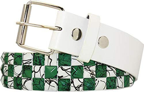 Emeco 3 R Pyramiden Nietengürtel gürtel Fashion Belt Dirty WEISS/GRÜN Stb-014 (L)