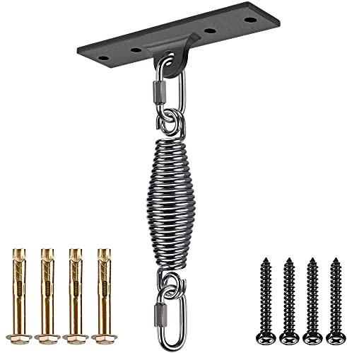 Dolibest Boxsack Deckenhaken, Schwerlast Schaukelhaken Schwenkbar Hängematte Befestigung Hängesessel Aufhängung Karabiner mit 5mm Feder Sandsack Halterung für Holzbalken/Betondecken, Bis 272kg