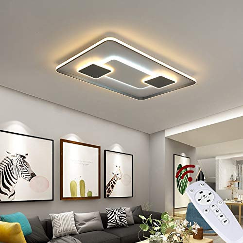 Eurotondisplay LED Deckenleuchte 9641CFX 90 * 60cm mit Fernbedienung Lichtfarbe/Helligkeit einstellbar Acryl-Schirm weiß grau (9641+CFX, 90x60 cm 224W)