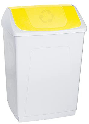 Denox DEN137 Papelera con Tapa basculante 55 litros, Amarillo, 55 L
