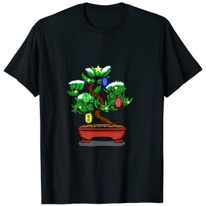 Einzigartiger japanischer Bonsai-Weihnachtsbaum T-Shirt