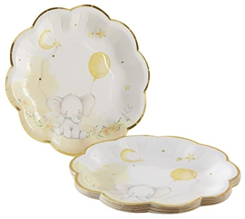 Kate Aspen Elefant Babyparty 17,8 cm Premium dekorative Pappteller (350 g/m² Gewicht, 16 Stück) | Partyzubehör