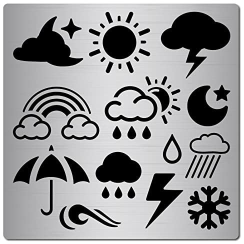 GORGECRAFT Wetterschablone Aus Metall, 6.3,(5) cm, Regenbogenschablone, Mond, Sterne, Regentropfen, Wolken, Schneeflocke, Edelstahl, Wiederverwendbare Schablone Zum Malen