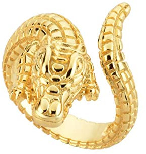 YINGQI 925 Sterling Silber vergoldet Silber Krokodil Ring verstellbar Frauen Party Schmuck offener Armreif Kreis Juwelen