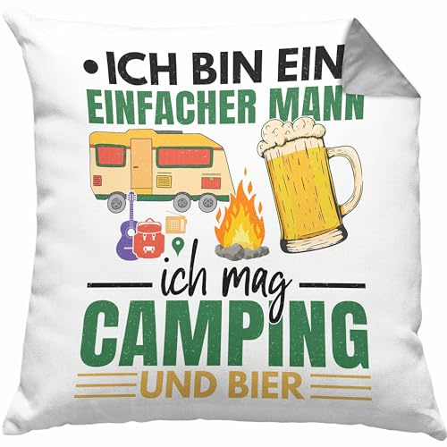 Trendation Ich Bin EIN Einfacher Mann Wohnmobil Kissen mit Füllung 40x40 Geschenk Camper Wohnmobilfahrer Geschenkidee Lustig (Grau)