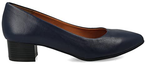 PAYMA - Damen Leder Schuhe Pumps mit Integrierter Gel Einlegesohle. Kleid Schuhe aus Spanien. Absatz 3 cm. Farbe: Marineblau 3cm, Größe: EU 39
