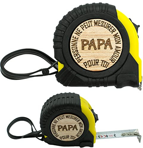 ERNESTINE - Mètre ruban je t'aime papa - cadeau fête des grands pères - accessoire homme - mètre pliant personnalisable famille - cadeau anniversaire Noël naissance