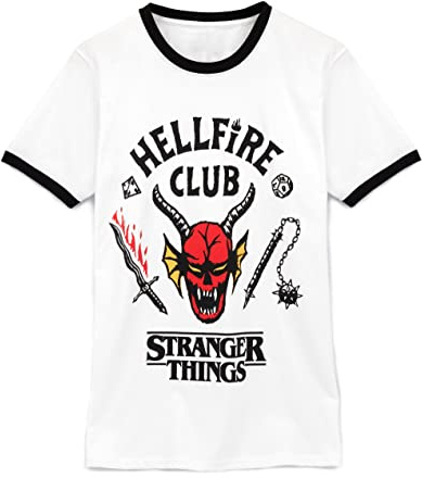 Stranger Things Hellfire Club T-Shirt for Men Women | Adults Hawkins Society Eddie White Outfit | Season 4 Merchandise