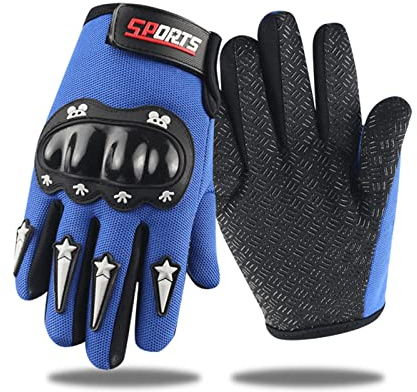 YAMEIZE Guantes Moto Para Niño Ciclismo-Deporte Impermeable Motocross Mtb Pantalla Táctil Guantes Dedo Completo Azul