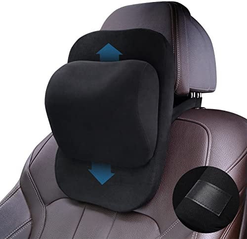 ZATOOTO Auto Nackenkissen Einstellbare, Memory Foam Auto Sitz Kopfstütze für Unterschiedliche Höhen (Schwarz)
